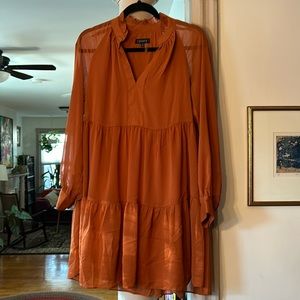 Sheer, lined tiered flowy dress